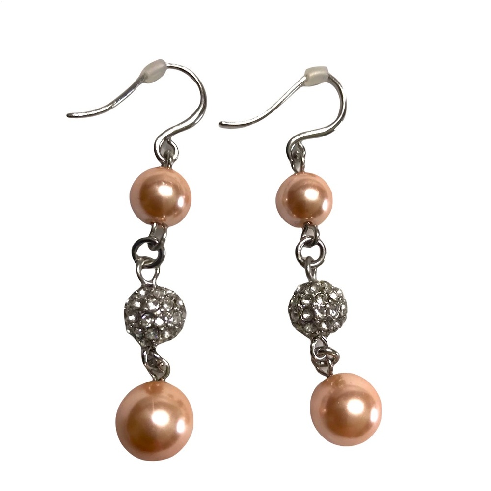 Charter Club Pink Silver Faux Pearl Drop Earrings